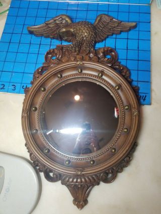 Vtg 1960s Syroco 4410 Bald Eagle Ball Convex Federal Style Porthole Mirror 16 "