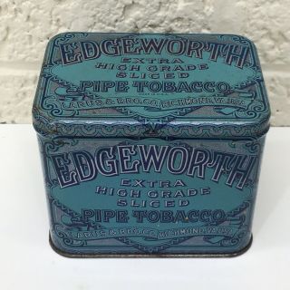 Vtg‼ Edgeworth Extra Sliced Pipe Tobacco Tin Canister Hinged Box