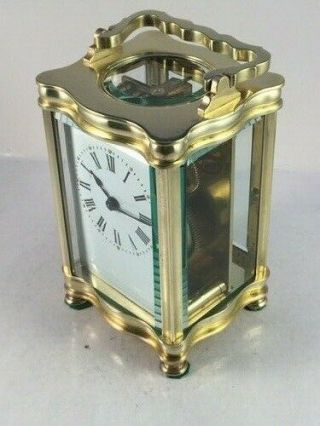 Antique French Brass And 5 - Glass " Louis Xv Doucine " Cased Carriage Clock & Key.