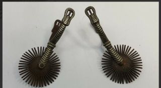 Antique Silver Inlaid Spurs South American Or Spanish Colonial Large Rowels