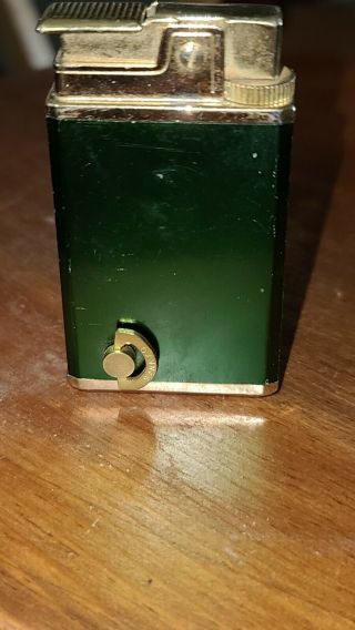 Vintage Royal MUSICAL LIGHTER Gas Green & Gold tone metals SONG plays well 2