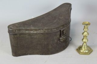 Rare 19th C War Of 1812 Era Tin Bicorn Military Hat Box In Grungy Old Patina