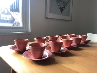Vintage Homer Laughlin Harlequin Rose Tea Coffee Cups Set Of 10