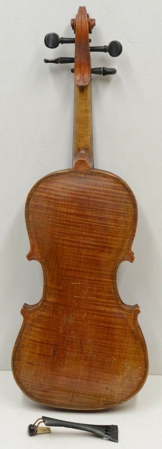 Antique 4/4 Full Size Violin 1 Piece Flame Back No Label No Case/bridge/bow Vtg