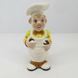 Vintage Chef Utensil Spoon Holder Ceramic Kitsch 11” Tall