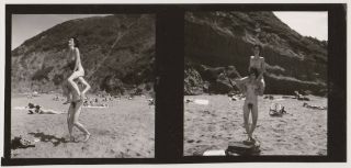 (2) Vintage 1970s Male And Female Nude At The Beach,  Contact Prints