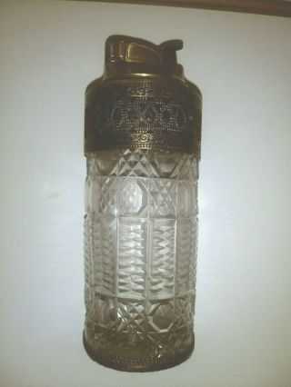Vintage Evans " Cylinder Shape " (hand Cut) Glass/brass Table Cigarette Lighter