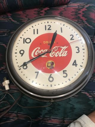 Very Rare Antique Coca Cola Clock Warren Telechron Co