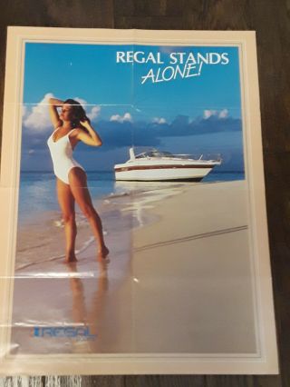 Vintage " Regal Stands Alone " 2 Sided Advertising Boat Poster 24 " L X 18 " Wide