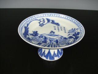Rare Fine Chinese Porcelain B/w Dish - Birds,  Chinese Characters - 19th C.