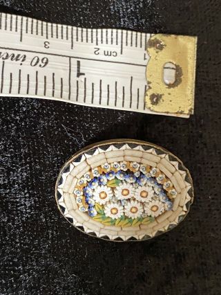 Italian Italy Vintage Micro Mosaic Daisy Flower Floral Oval Brooch 2