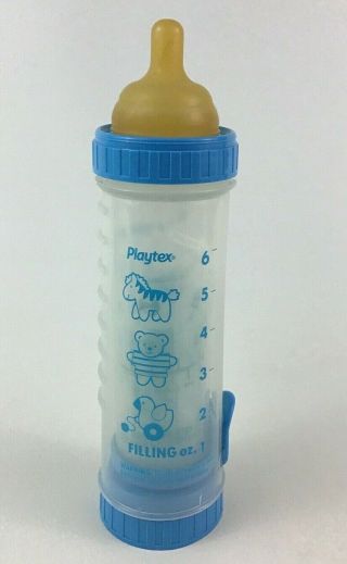Vintage Playtex Bottle Baby Eazy - Feed 8 Oz.  Latex Brown Round Nipple 1990 