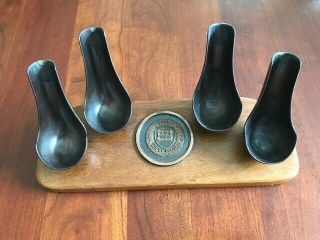 Vintage Yale University Arts & Craft Style Patinated Cooper Four Pipe Holder,  Ct