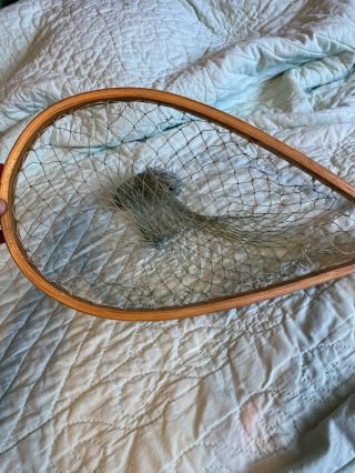 Vintage Fly Fishing Trout Net Bent Wood Handle