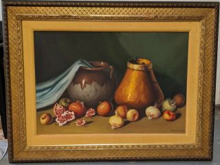 Benjamin Dominguez Still Life - Antique Oil Painting On Canvas