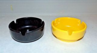 Vintage Ges - Line Melamine Small Yellow Round & Dealers Choice Black Ashtray Set