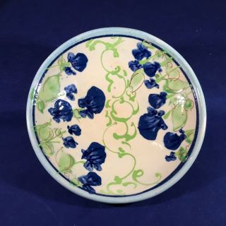 Vtg Patrick Galtie Poterie France Pottery 7.  5” Bowl Striking Blue Flowers Motif