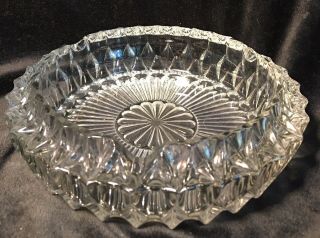 Vintage 80s Large Crystal Clear Pressed Heavy Glass Italian Ashtray 7 "