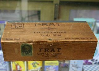 Rare Antique Frat Little Cigars Wood Box Korn - Stewart Cigar Co.  Ny Havana Blend