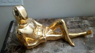 1977 Jaru Cubist Ceramic Nude Male Figure Gold Plated