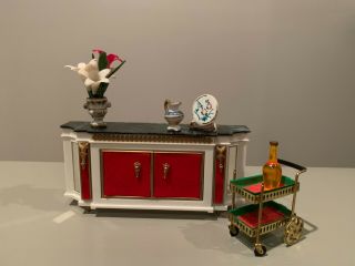 Vintage Ideal Petite Princess Fantasy Furniture Royal Buffet & Rolling Tea Cart
