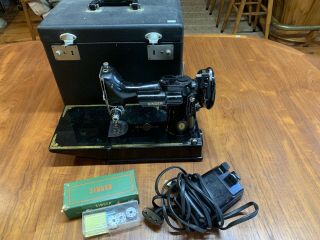 1950s Singer Featherweight? 221 Black Vintage Portable Sewing Machine - Antique