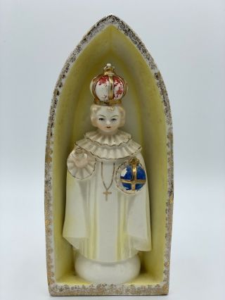 Vintage Catholic Jesus Infant Of Prague Ceramic Statue Figure Shrine Planter
