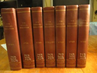 Rare The Annual Register Of History,  Politics,  Literature 7 Vols 1765 - 1791