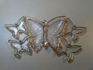 Vintage Glass Gold Trimmed Butterfly Shaped Trinket Dishes Set Of (4)