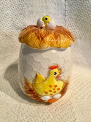 Vtg.  Sears Roebuck & Co Vintage 1976 Chicken Egg Nest Ceramic Cookie Jar Vguc