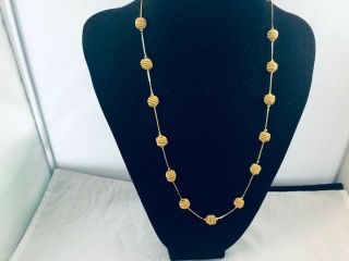 Vtg.  Trifari Tm Textured Gold Tone Coiled Long Chain Necklace