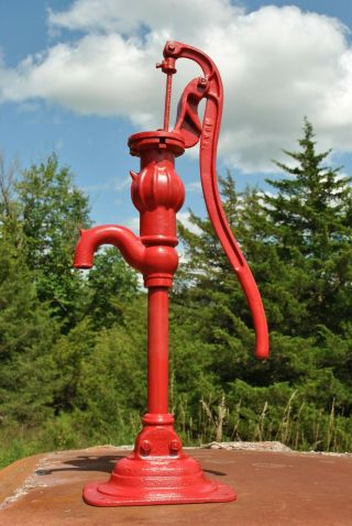 Old Red Jacket Davenport Iowa Cast Iron Mellon Top Hand Water Well Pump 3