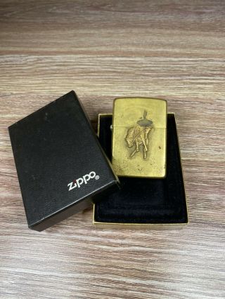 Vintage Zippo Cigarette Lighter Solid Brass Marlboro Horse Rider Missing Top