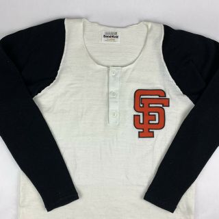 Vtg San Francisco Sf Giants Baseball Henley Shirt Mens Xl X - Large Sand Knit Usa