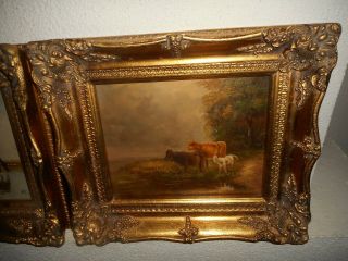 Two Old Oil Paintings{ Landscapes With Cows,  Is Signed,  Frames}.