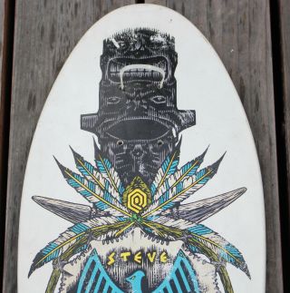Vintage 1989 Powell Peralta Steve Saiz Totem Skateboard Deck OG White Black Grip 2