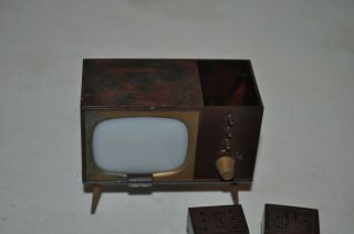VINTAGE Plastic Mid Century Modern TV Television Salt & Pepper Shakers USA EUC 3