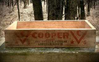 Vintage Antique Wooden Cooper American Cheese Box 13” X 5” Crate Farm House