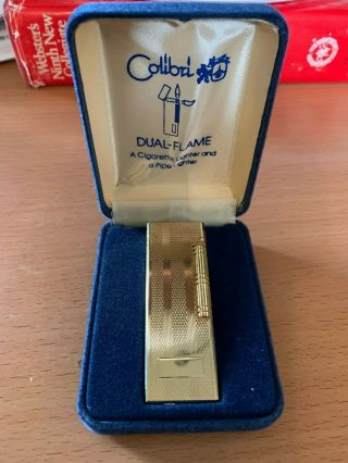 Vintage Colibri Lighter Japan Gold Color Velvet Box Ex