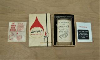 Zippo Slim Lighter Vintage Box With And Flints