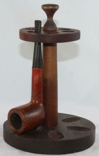 Vintage - Wood 6 Smoking Pipe Stand - Circular - 7 1/2 " T X 5 3/8 " D