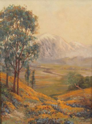 JD Frye American Impressionist Mountain Landscape Oil Painting Batwing Frame,  NR 3