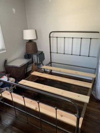 Vintage Iron Bed Frame (head Board,  Foot Board,  & Rails),  Full Size