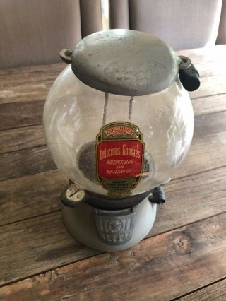 Columbus Vending 1 - Cent Cast Iron Gumball Machine Antique Vintage 1940 