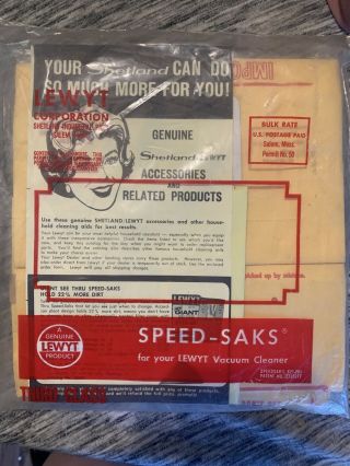 Vintage Lewyt Speed - Saks Vacuum Bags In Plastic - 4 Pack