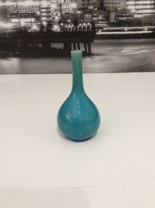 “b” Fine Chinese Or Japanese 19th Century Turquoise Blue Bottle Vase