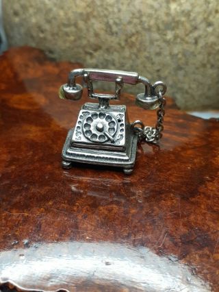 7g Vintage Antique Telephone Phone Doll House Miniature 800 Sterling Silver