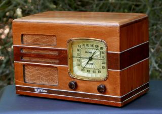 Rca Victor Model 85t Antique Wood Cabinet Tube Radio From 1936 Serviced,