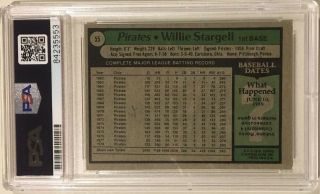 1979 Topps WILLIE STARGELL Signed Autographed Baseball Card PSA/DNA 55 Pirates 3