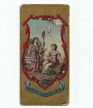 Antique Sweet Caporal Cigarette Card State Arms Of North Carolina No.  9 Of 30